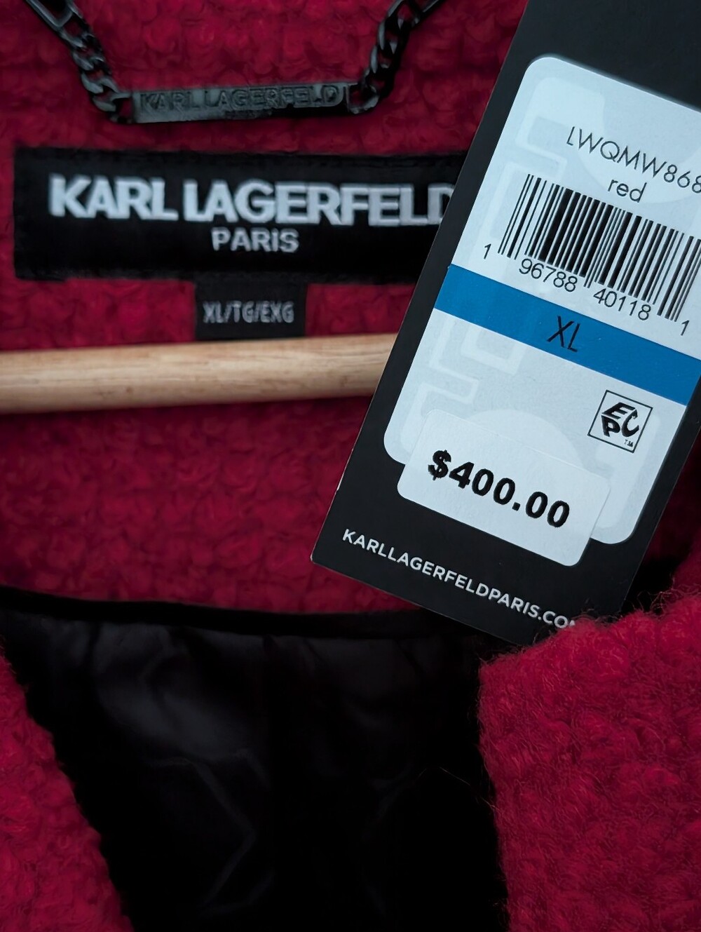 Karl Lagerfeld Red Wool Coat * XL *NWT - Picture 3 of 4